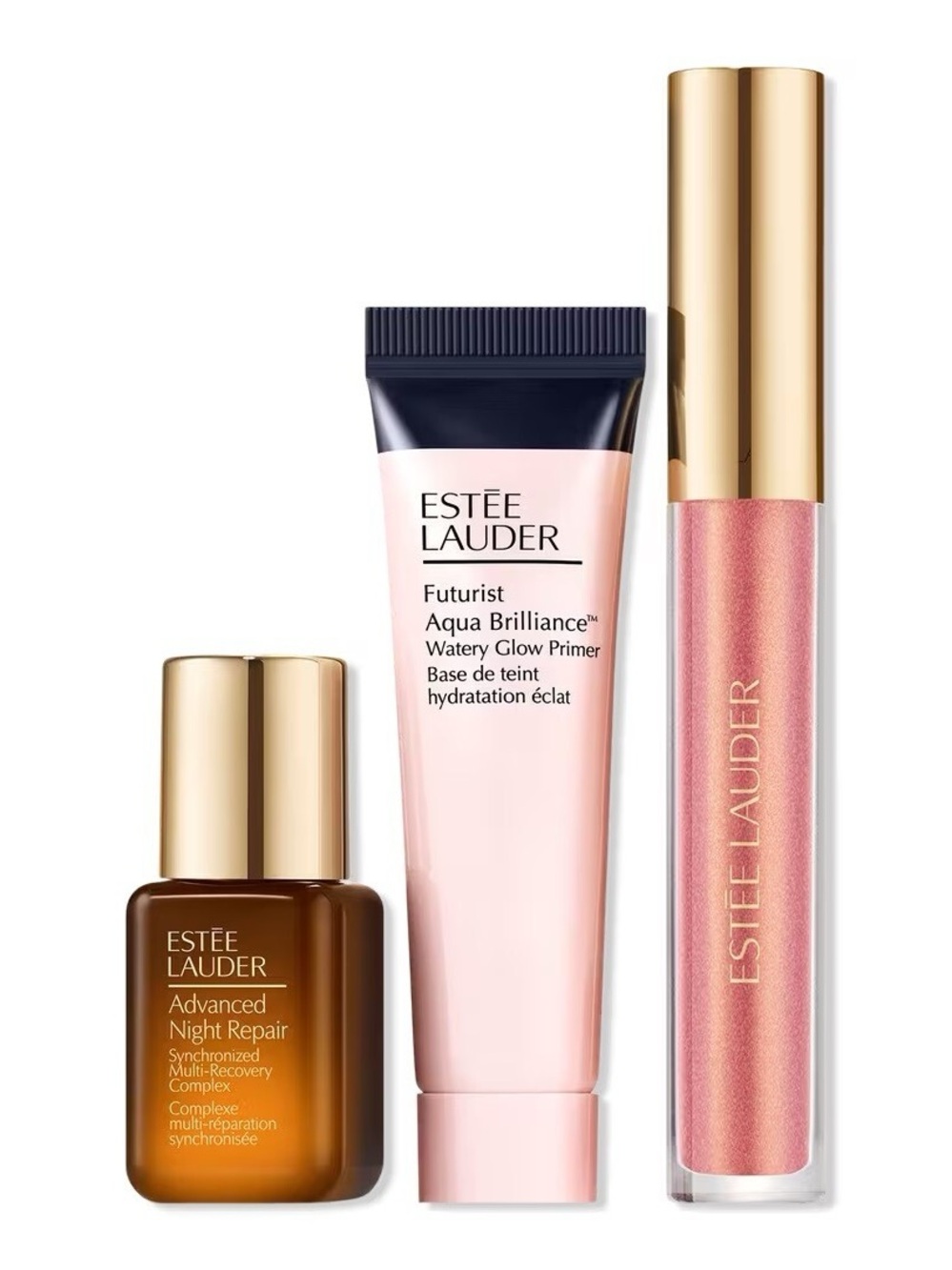 ESTÉE LAUDER Pink Lip Gloss and Skincare Mini Set with Lip-Print Pouch